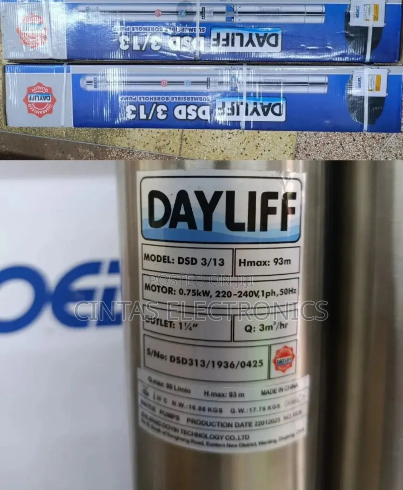 Dayliff Submersible Water Pump 1hp ,93m Headmax