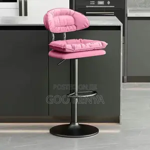 Bar Stool; Height Adjustable Fabric Kitchen Stool With Metallic Base