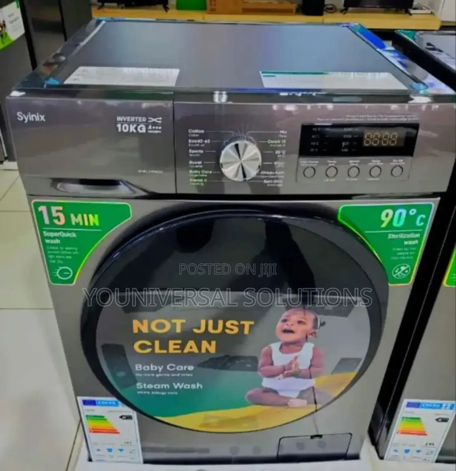 10kg Front Load Washing Machine 
Syinix Wash and Spin.