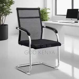 Office Chair; Chrome Base Black Mesh Waiting Office Chair