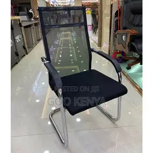 Office Chair; Chrome Base Black Mesh Waiting Office Chair