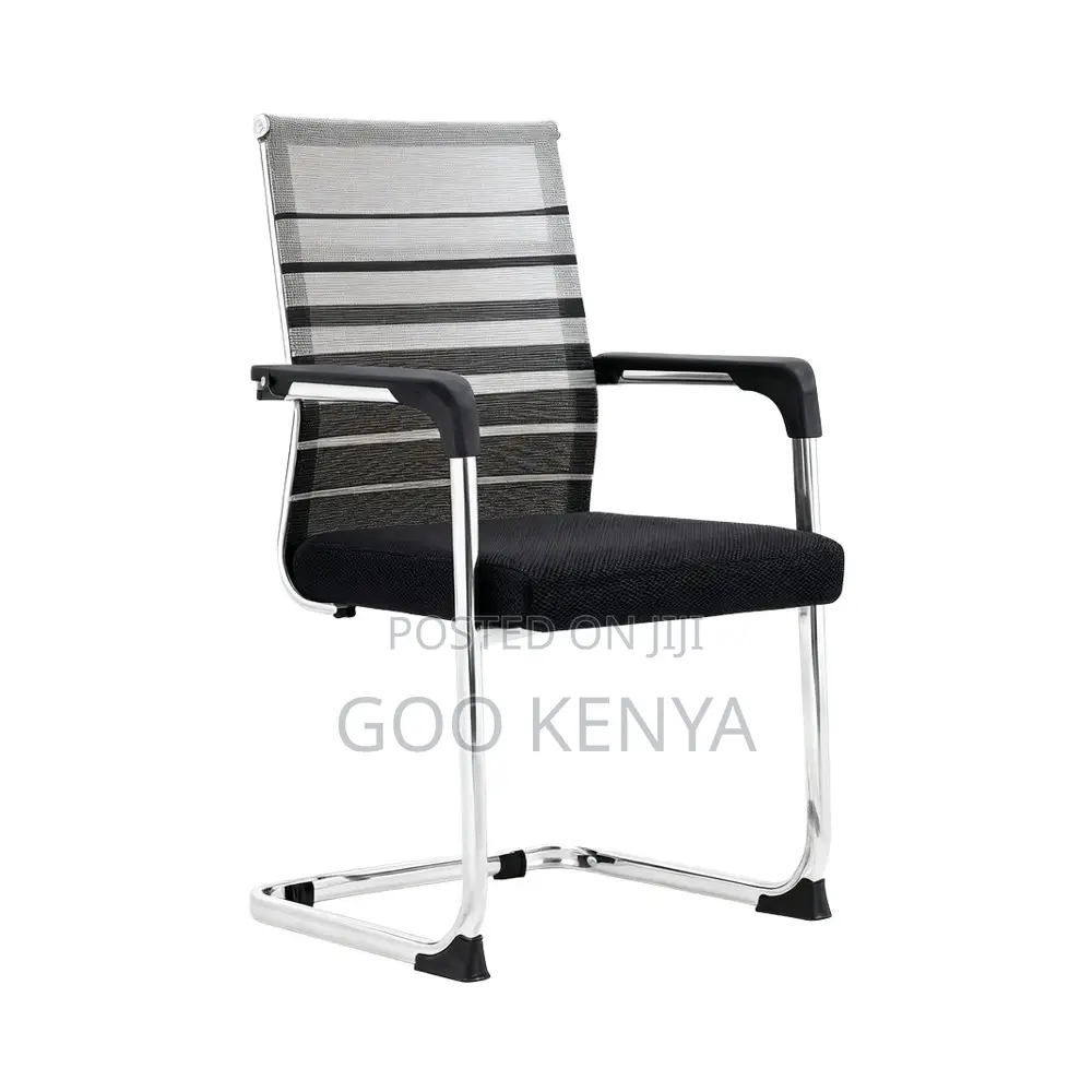Office Chair; Chrome Base Black Mesh Waiting Office Chair