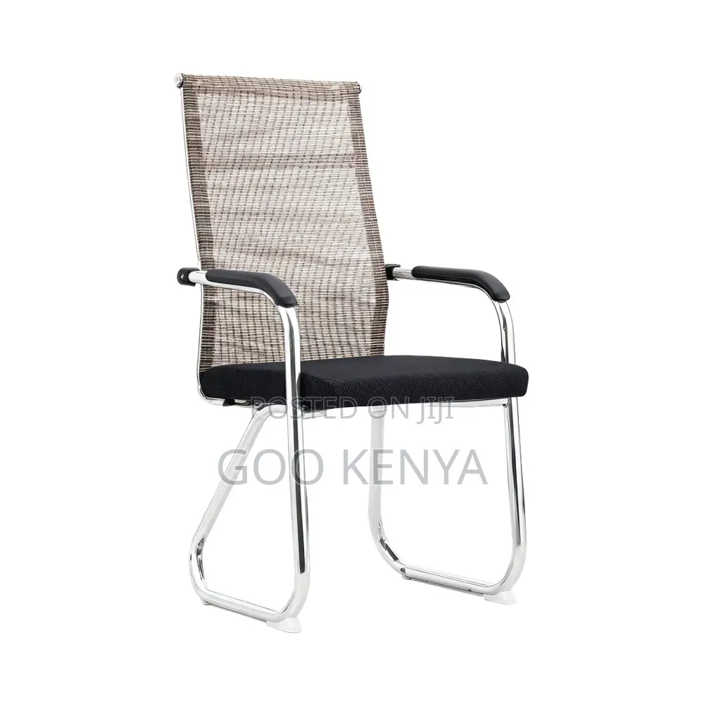 Office Chair; Chrome Base Black Mesh Waiting Office Chair
