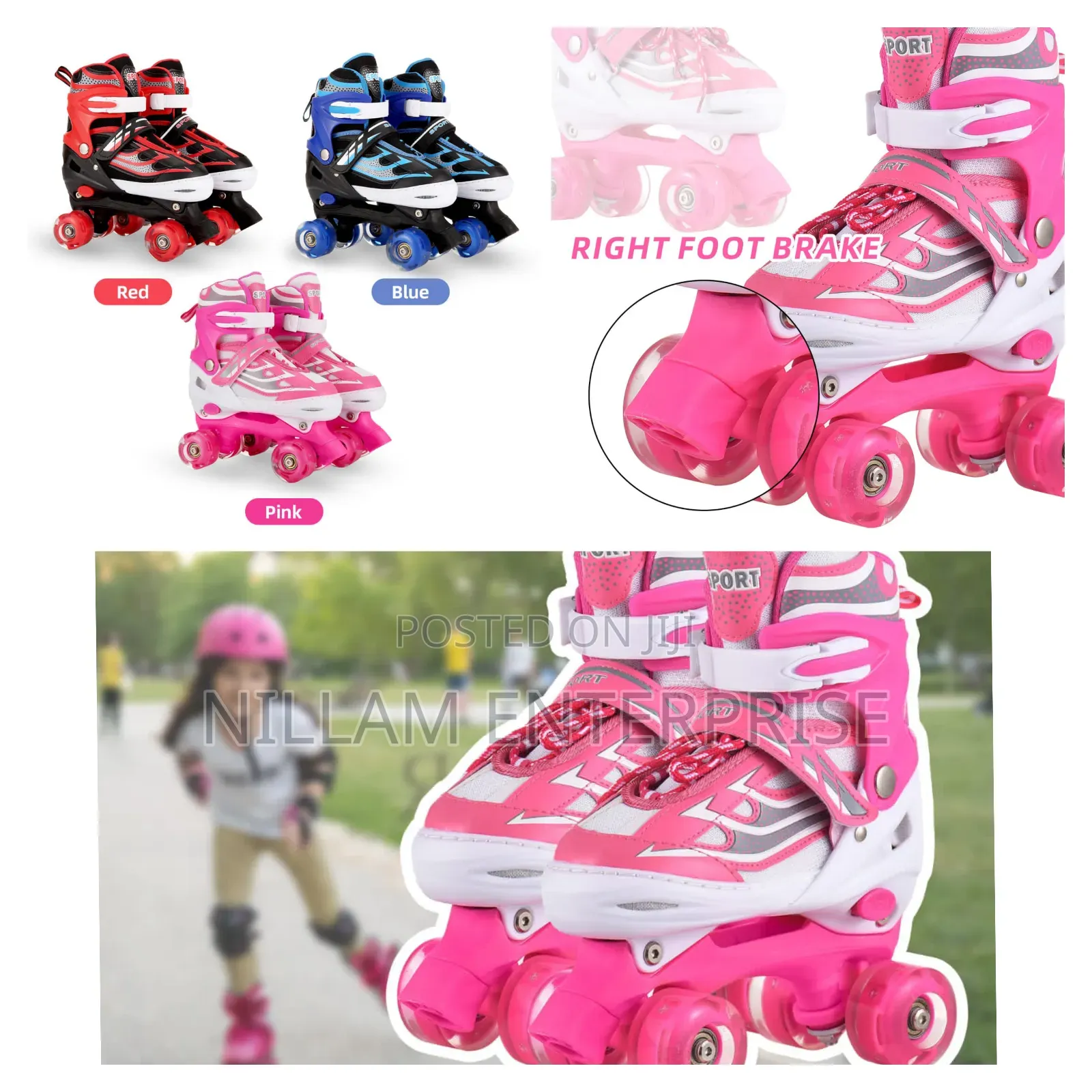 Adjustable Kids Roller Skates Set With Helmet Protective Guards*