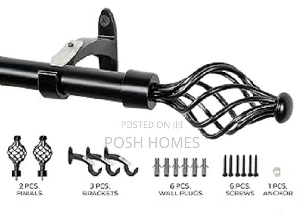 Black 3m Extendable Curtain Rods