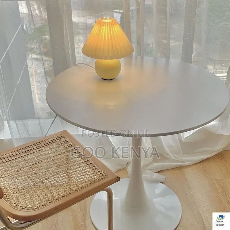Home Coffee Table; Round Shaped White Marble Balcony and Dining Table