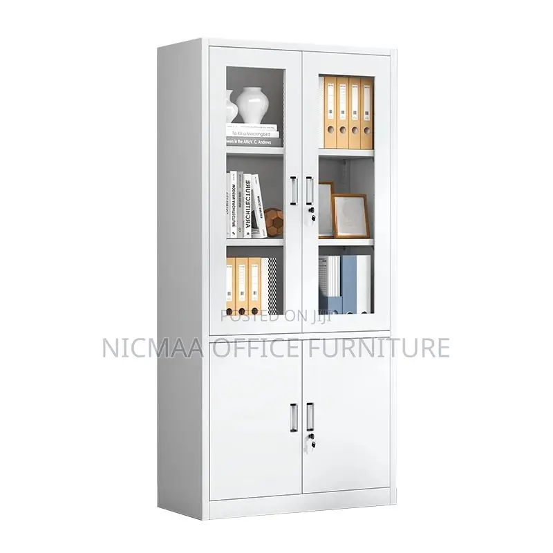 Modern Steel Office Cabinet With Glass Doors