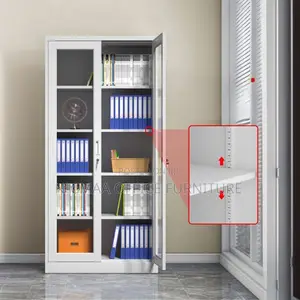 Adjustable Storage Cabinet With Glass Doors
