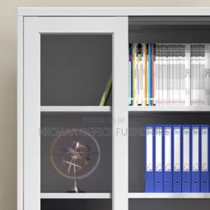 Adjustable Storage Cabinet With Glass Doors