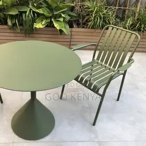 Garden Chair; Striped Outdoor Plastic Chair With Arms
