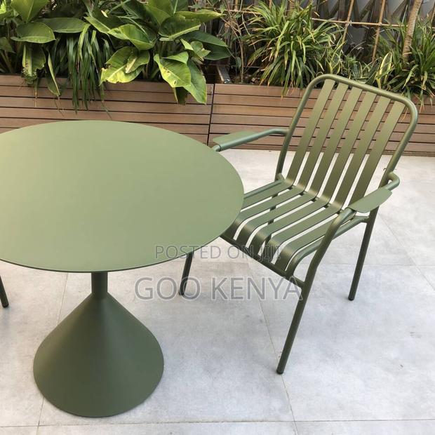 Garden Chair; Striped Outdoor Plastic Chair With Arms