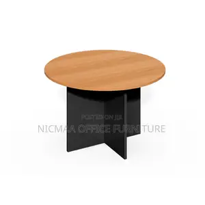 Natural Wood Top Black Cross Base Conference Table