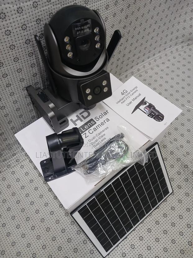 Dual Lens Solar PTZ Camera: Voice Monitor Pir Detection