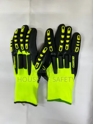 Green And Black Impact Resistant Gloves