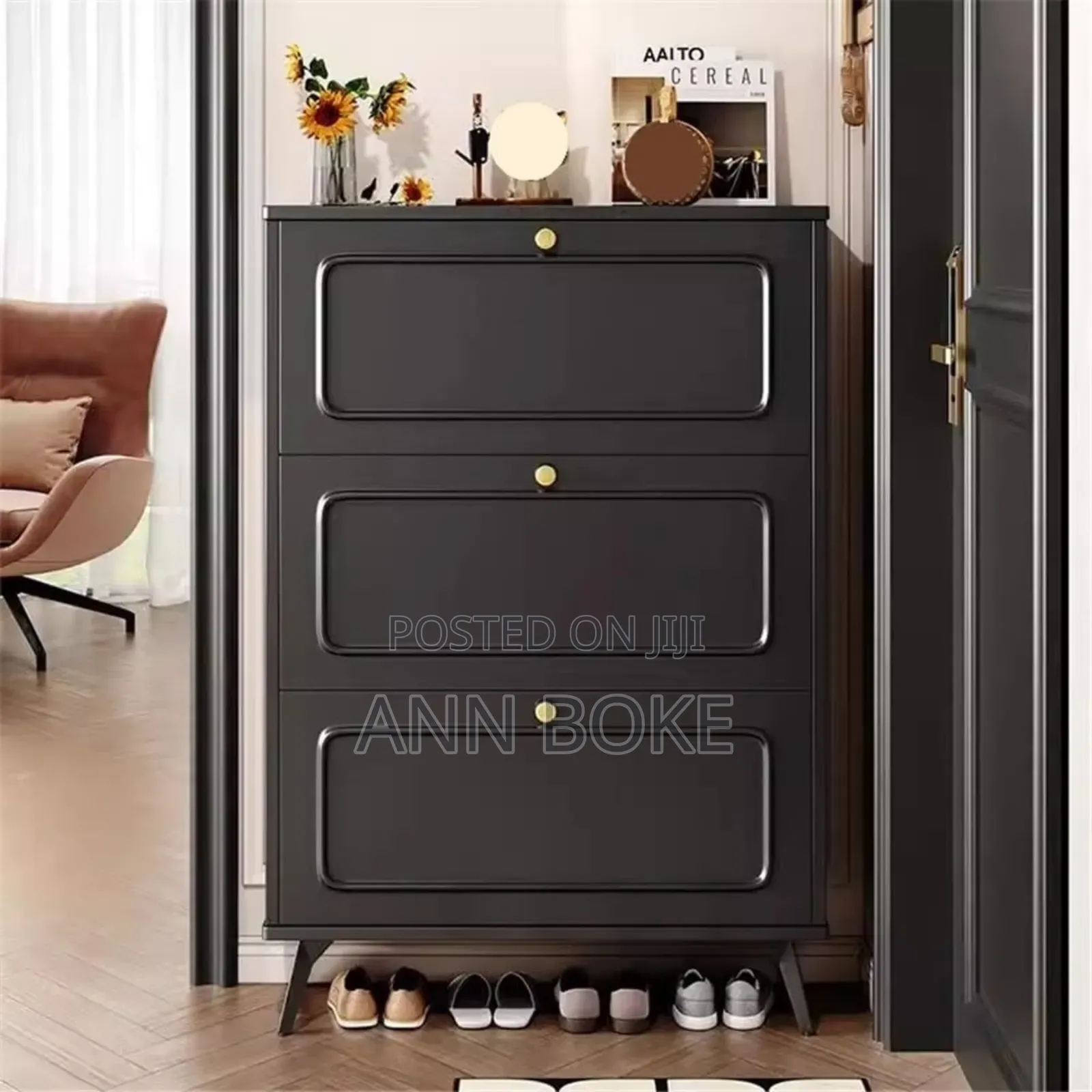 Bucket Flip Shoe Cabinet at 
Dimensions: L90cm H135cm W24cm