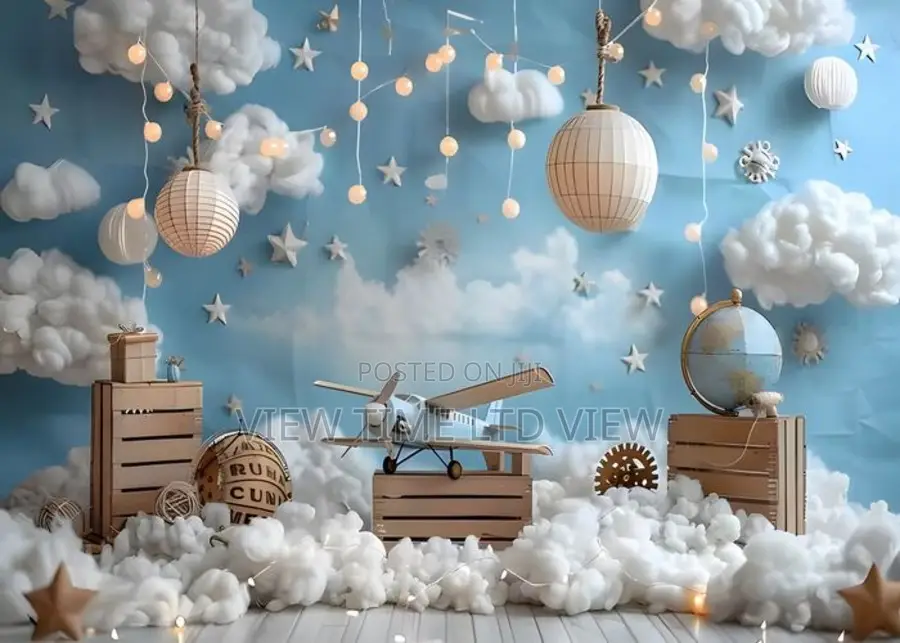 2.1x1.5m Airplane-Themed Birthday Photography Backdrop in Nairobi CBD