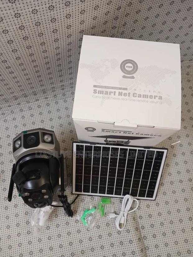 Hd Dual Lens PTZ Camera: With Solar Power Two-Way Audio