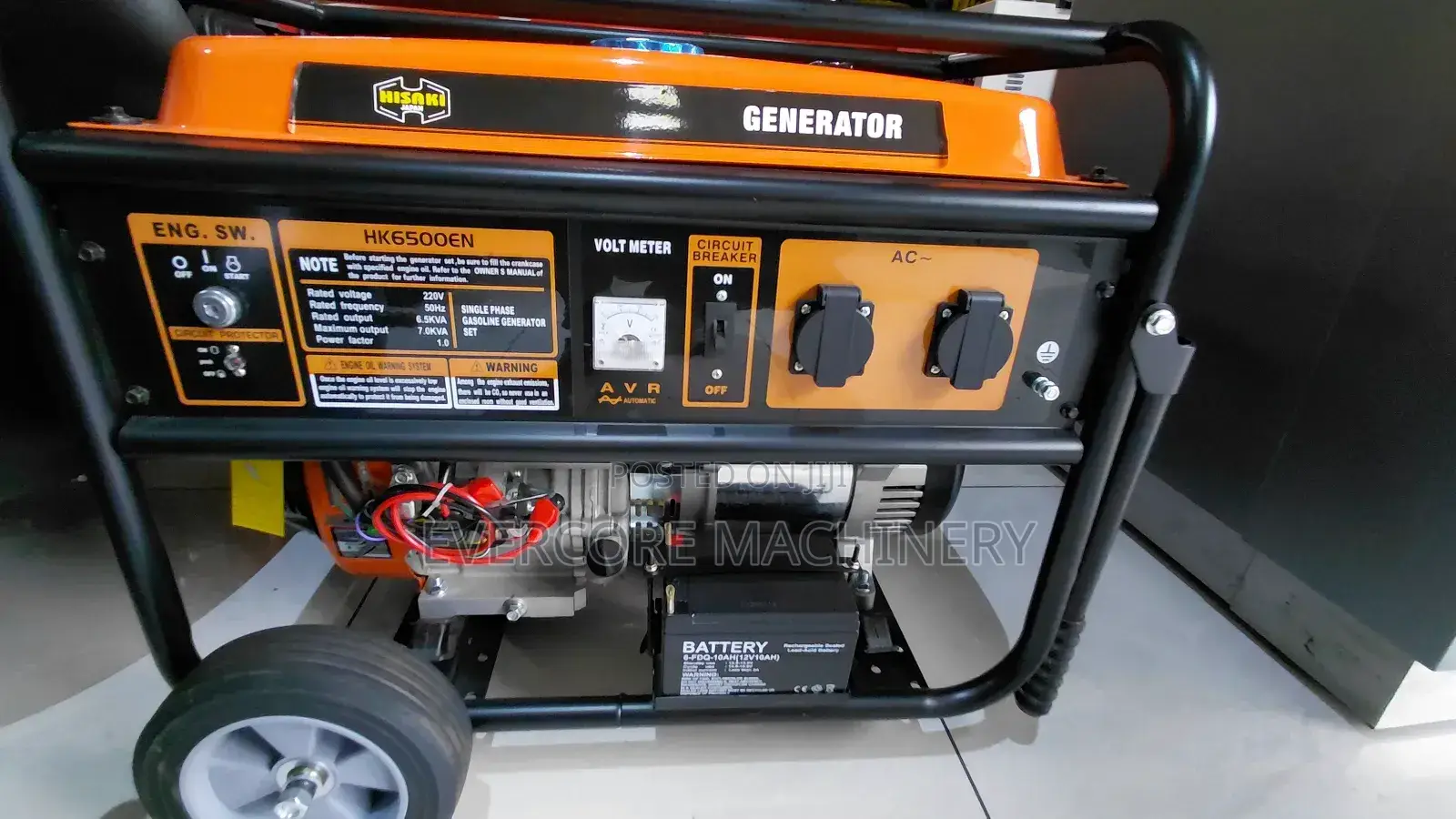 Hisaki Japan 6.5kva Keystart Petrol Generator Single Phase.