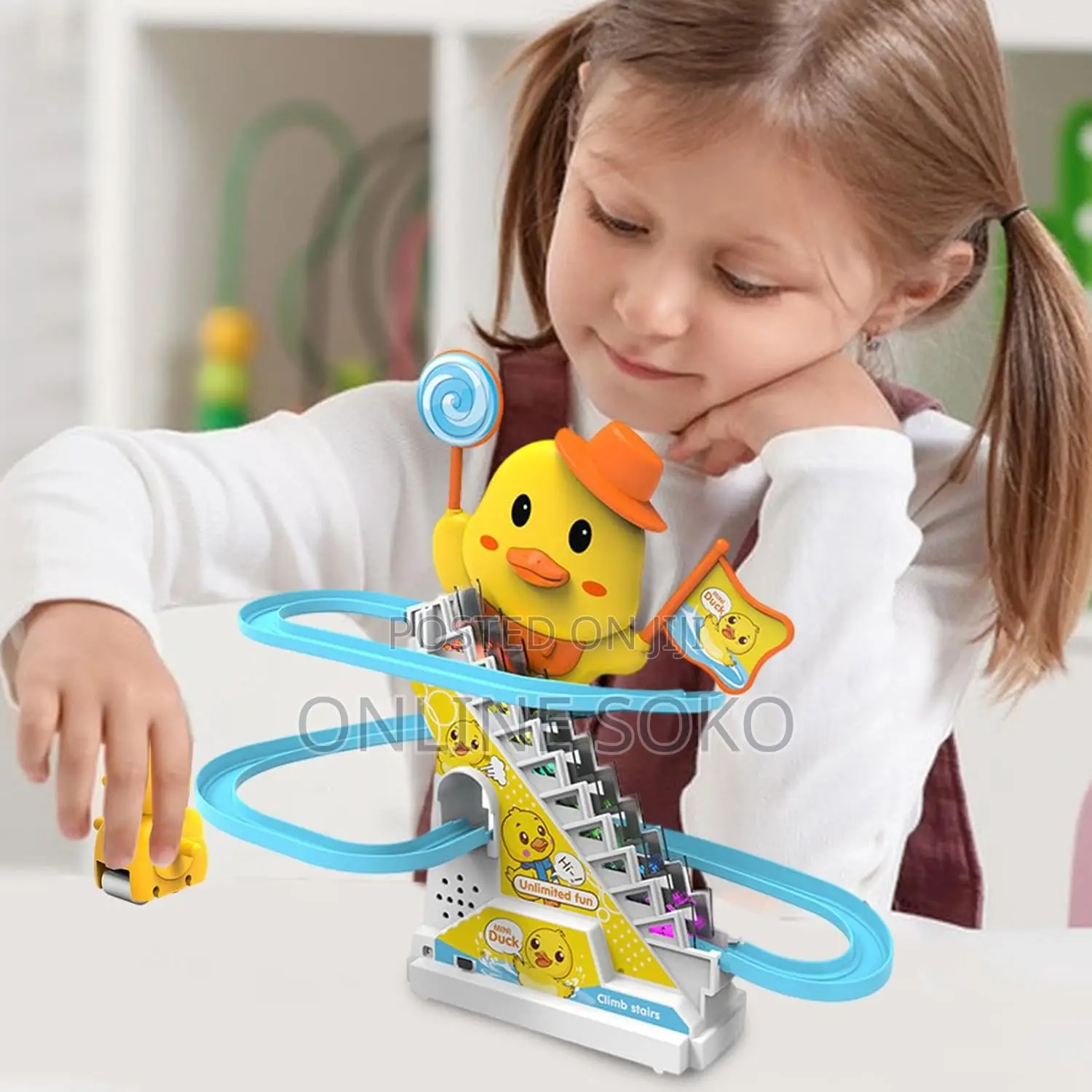 Fun Duck Escalator Slide Toy – Musical Electric Playset for Children