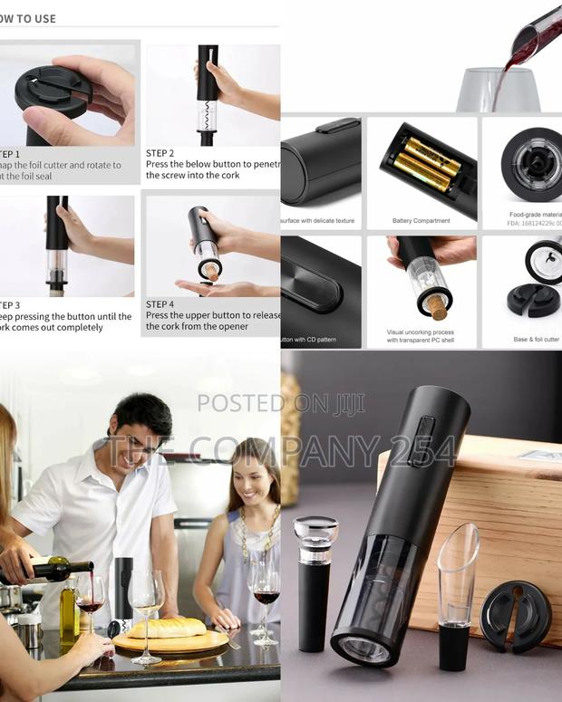 Electric Wine Openers Set Without Stand 4- In-1 Automatic Corkscrew - thumbnail 2