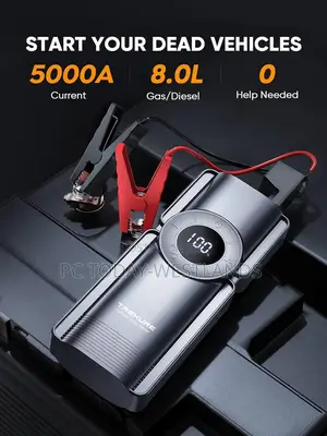 Trekure Portable Car Jump Starter With Air Compressor, 150psi 5000a