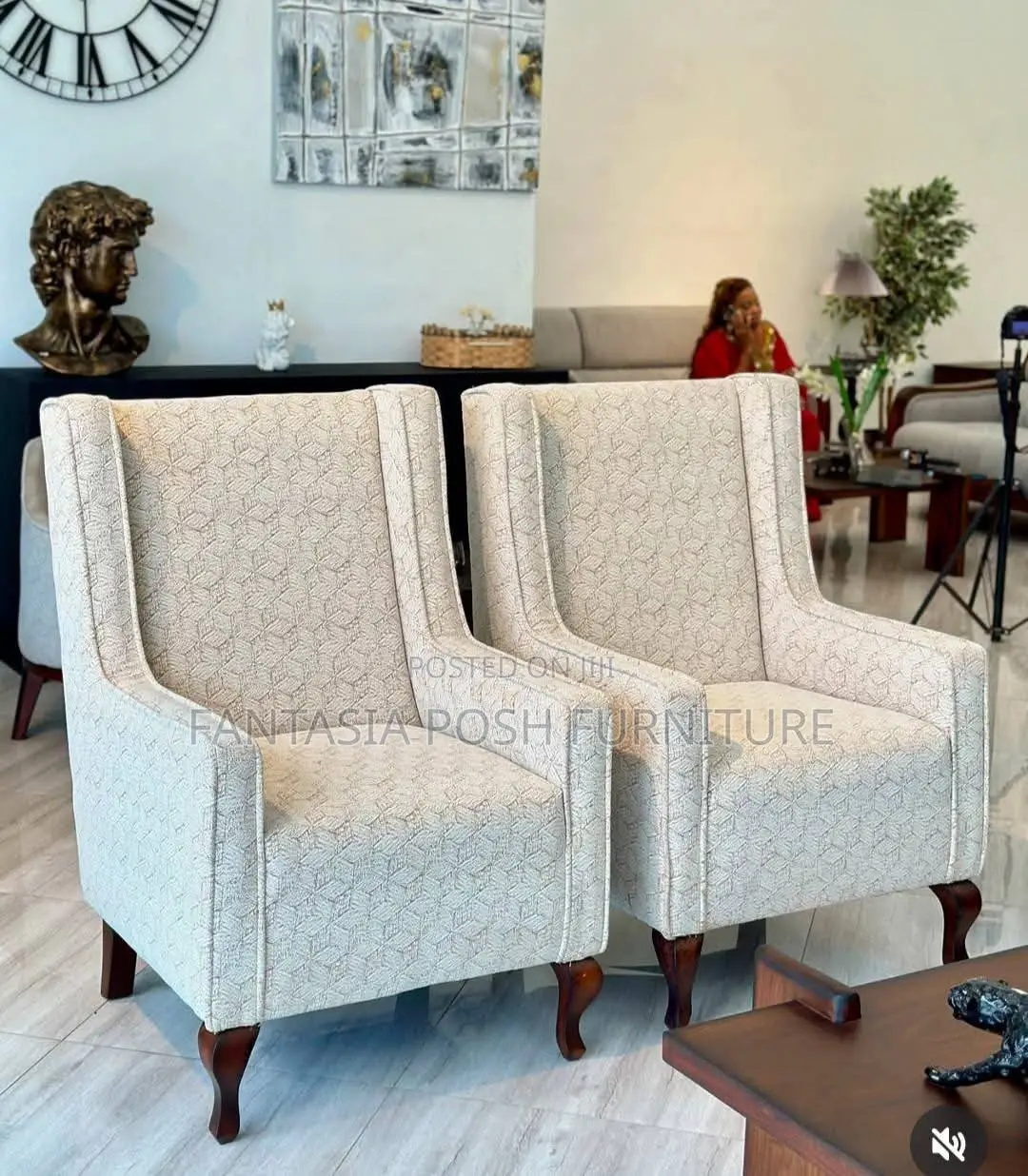 Sleek Wingback Accent Chair- 16,900 Each