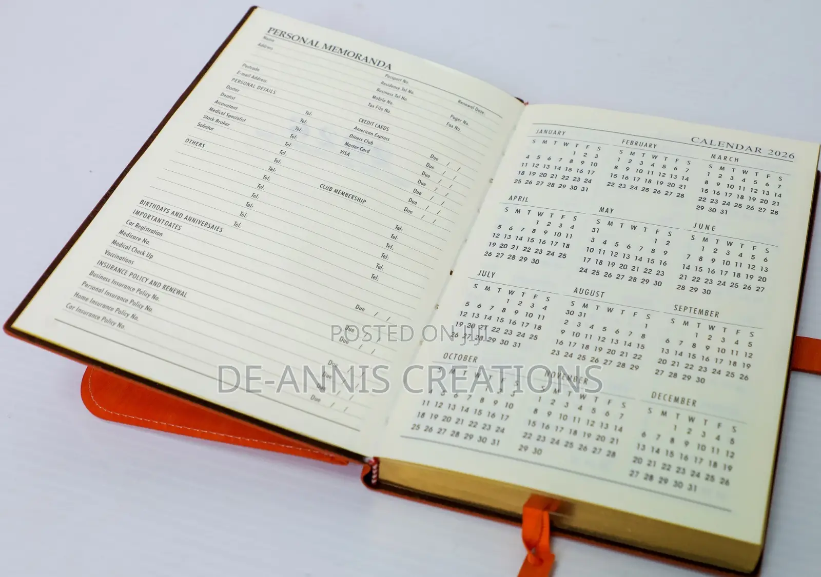 Red 2026 Diaries With Pocket
