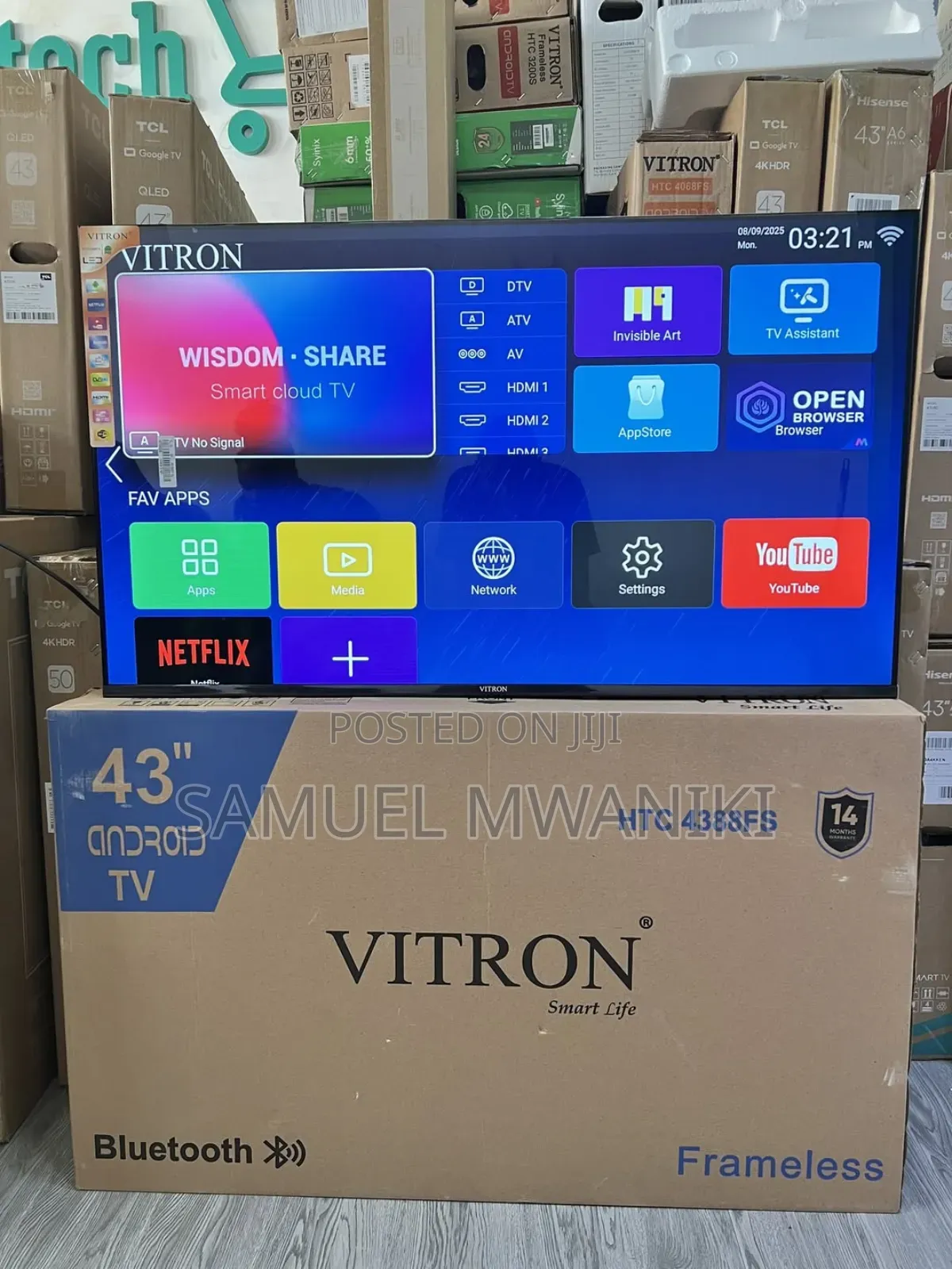 Vitron 43′′ Smart Android Frameless Tv Latest Model With Bluetooth