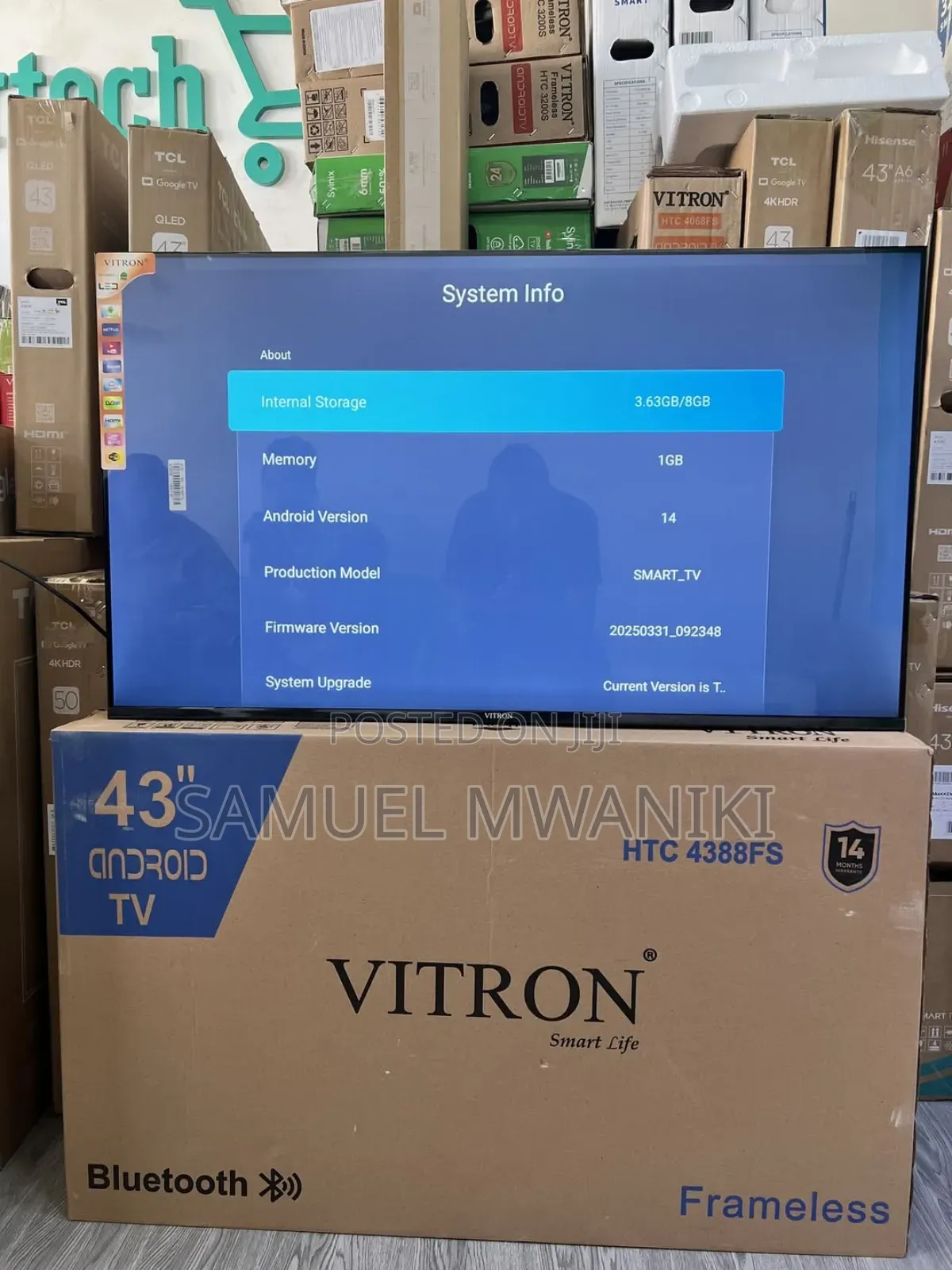 Vitron 43′′ Smart Android Frameless Tv Latest Model With Bluetooth