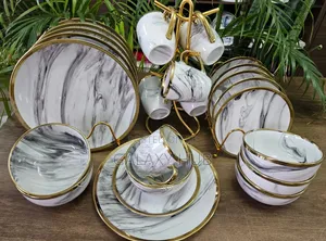  *24 Pieces Gold Rimmed Trendy Dinner Sets*.