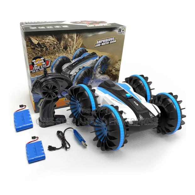 Stunt Car Blue Rc Amphibious Rechargeable Toy Car