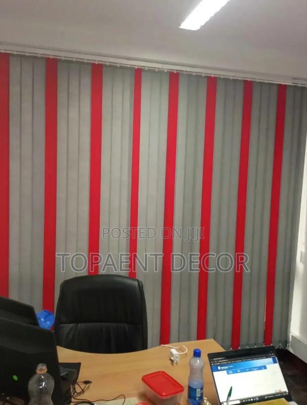 Grey and Maroon Vip Offices Window Vertical Blinds - main view