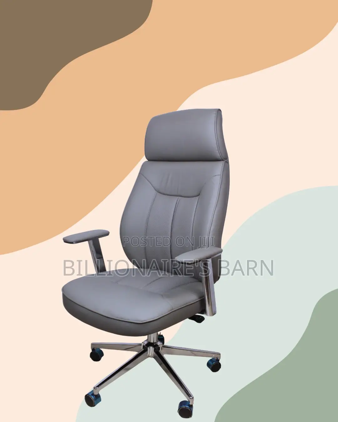 Grey Executive Leather Office Chair (Adjustable) — Restocked!