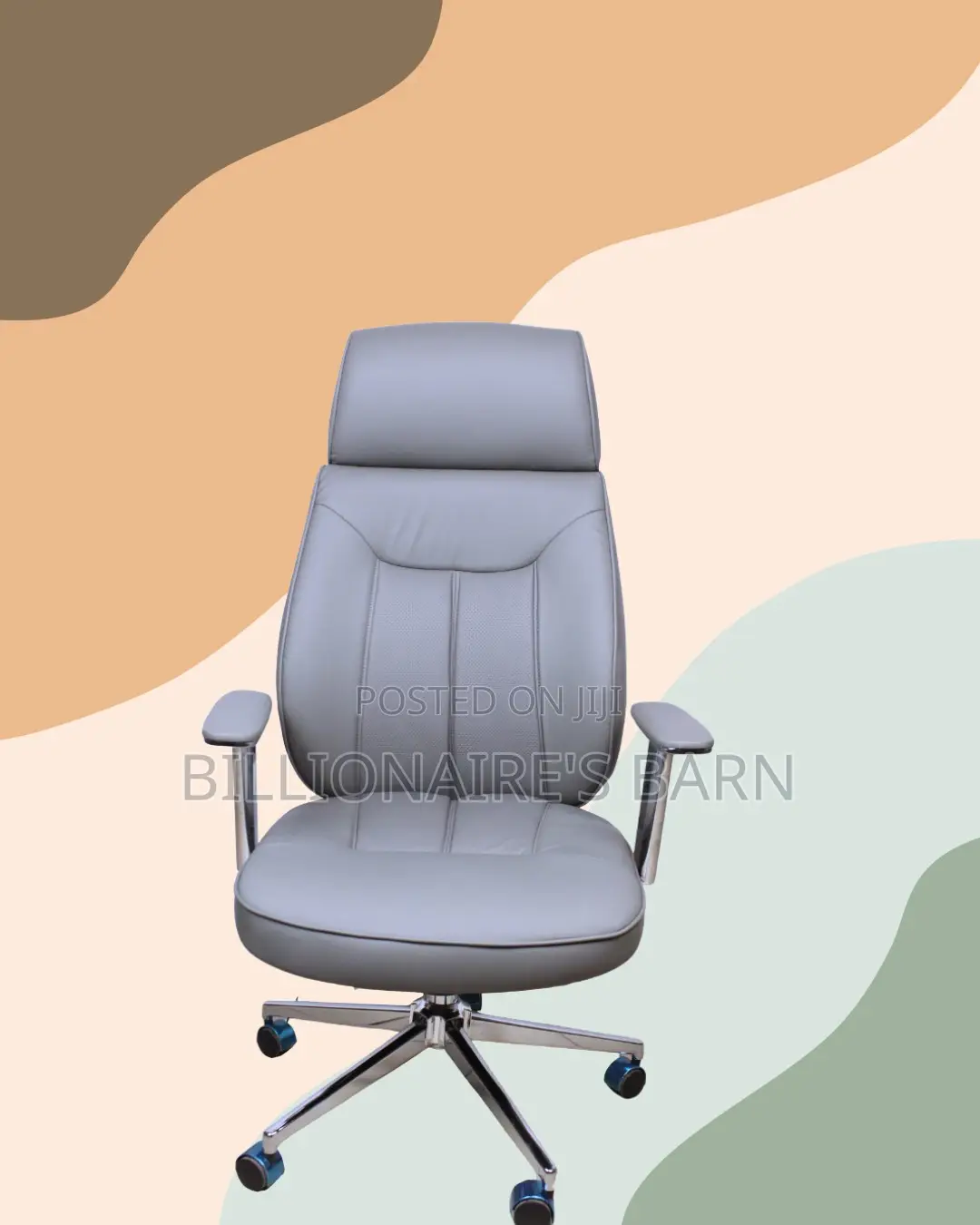 Grey Executive Leather Office Chair (Adjustable) — Restocked!