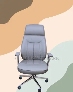 Grey Executive Leather Office Chair (Adjustable) — Restocked!