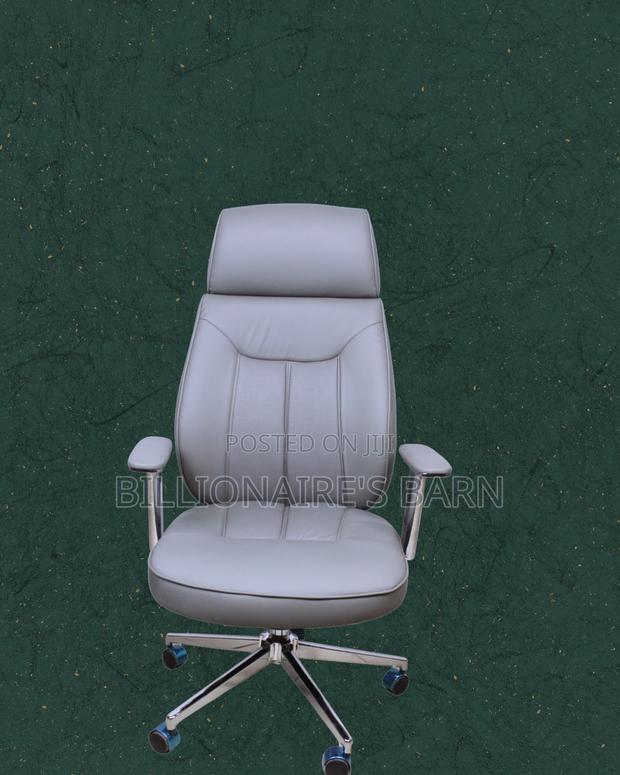 Grey Executive Leather Office Chair (Orthopedic) — Restocked!