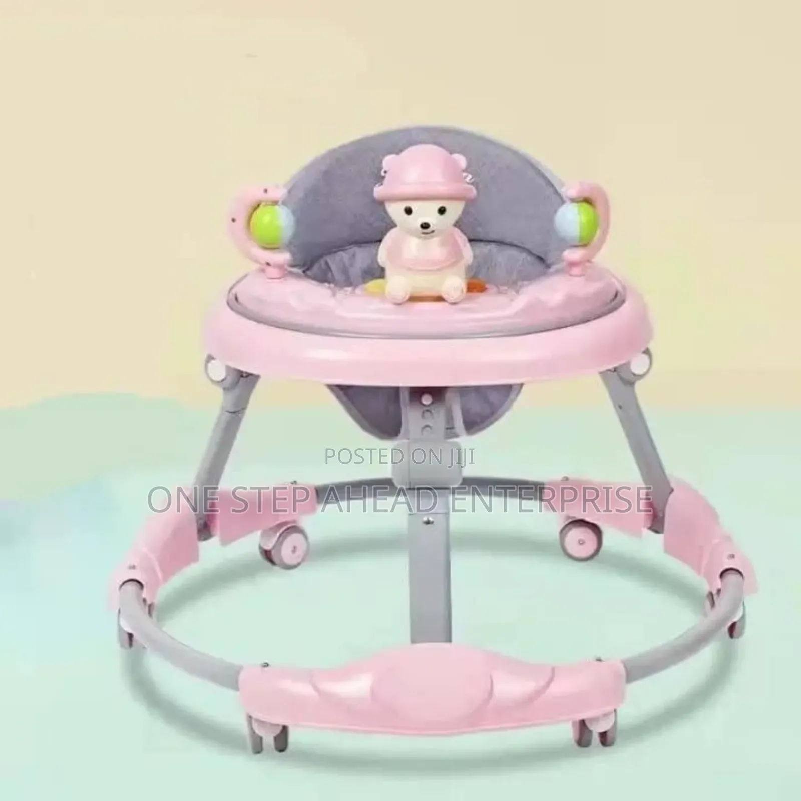 Pink Baby Walker Foldable Adjustable and Musical