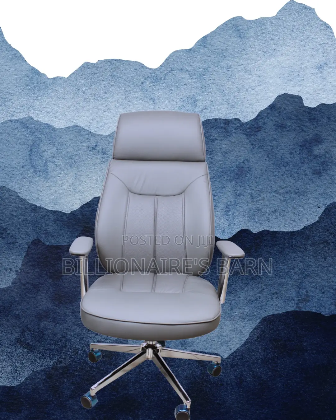 Minimal Grey Executive Leather Office Chair | Lumbar Support