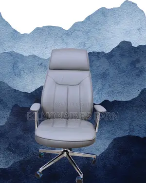 Minimal Grey Executive Leather Office Chair | Lumbar Support