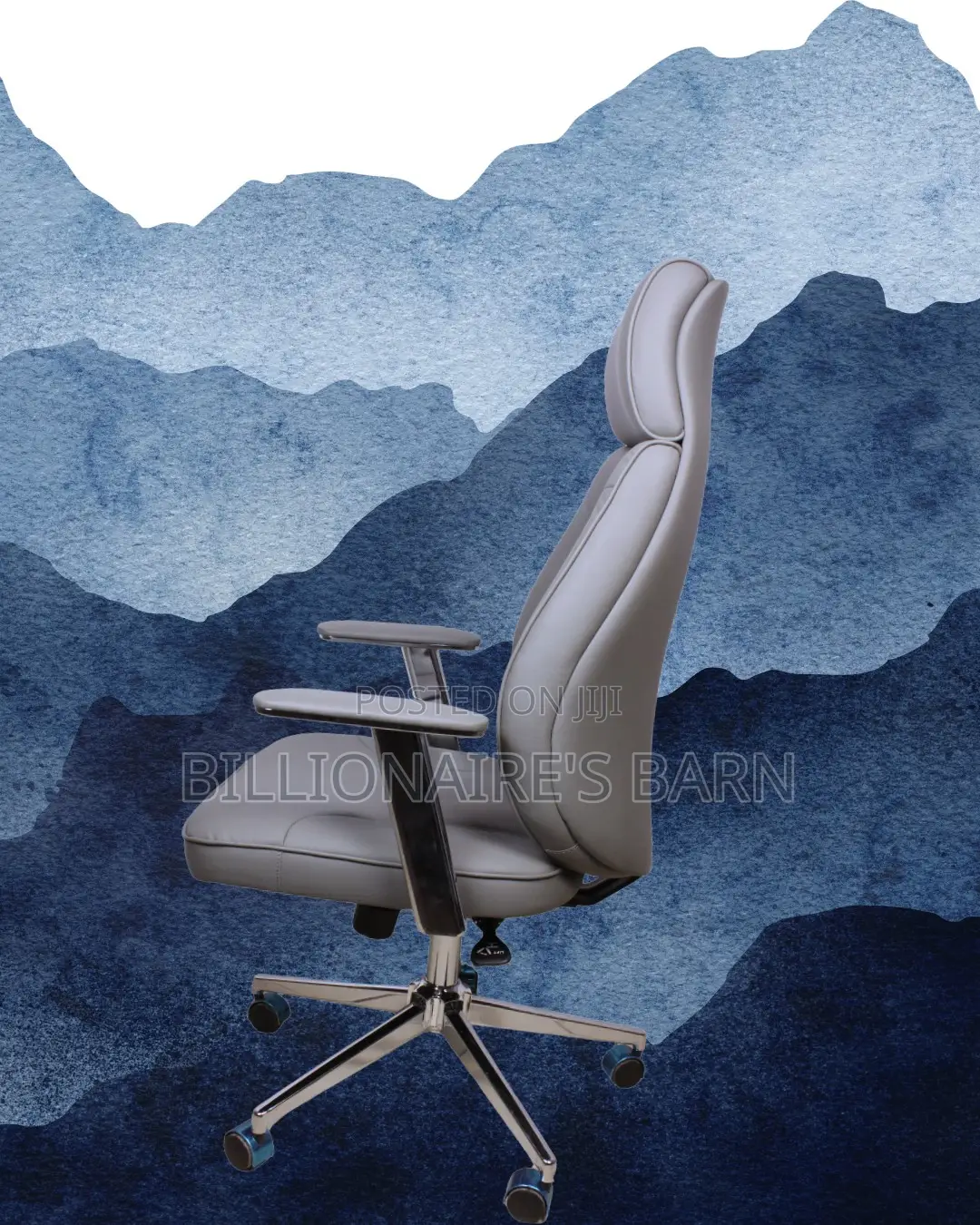 Minimal Grey Executive Leather Office Chair | Lumbar Support