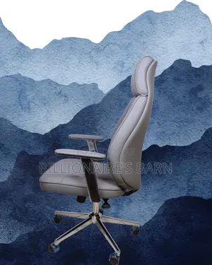 Minimal Grey Executive Leather Office Chair | Lumbar Support