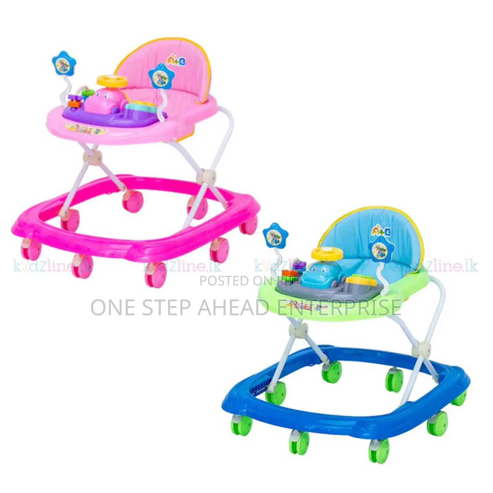 Baby Walker Pink Blue Design Foldable Best Quality
