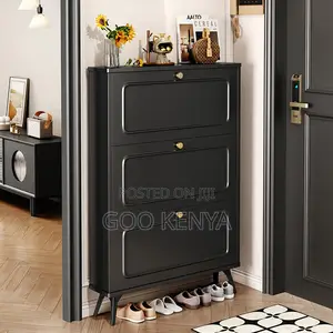 Home Shoe Rack; Wooden 3-Drawer Flip Shoe Cabinet