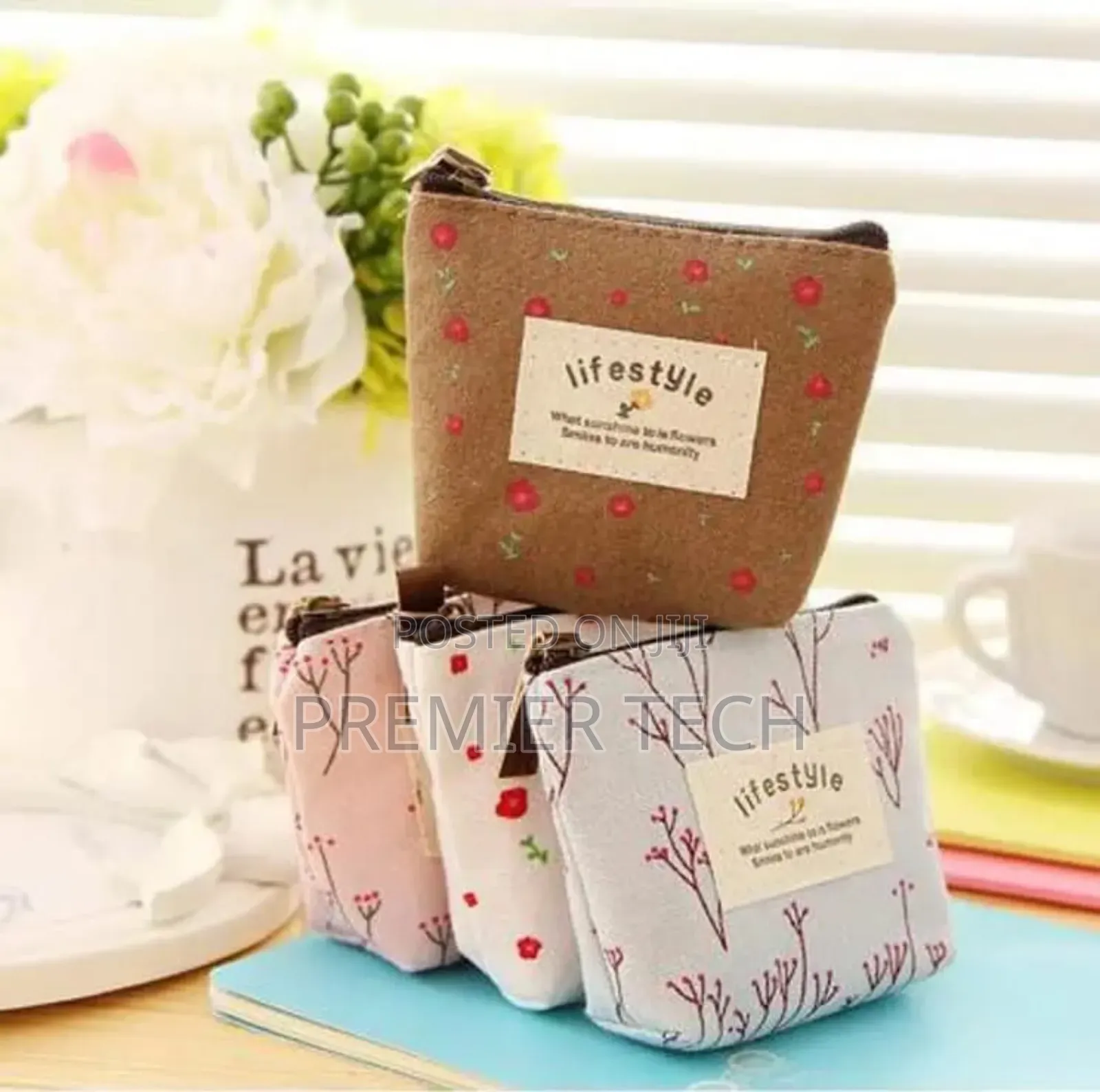 Japanese and Korean Men of Women Small Fresh Plant Floral Coin Purse