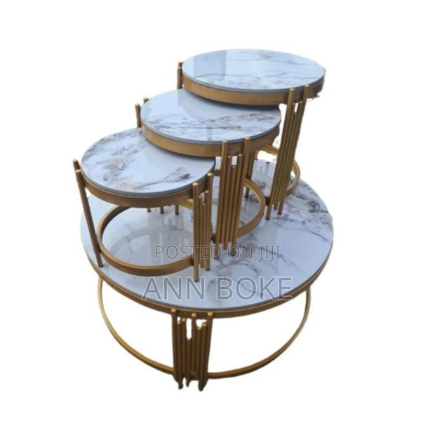 4 in 1 Marble Nesting Tables in Golden Stands at Dimensions: