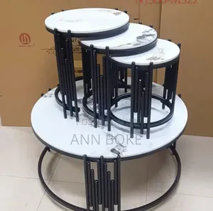 4 in 1 Marble Nesting Tables in Golden Stands at Dimensions: