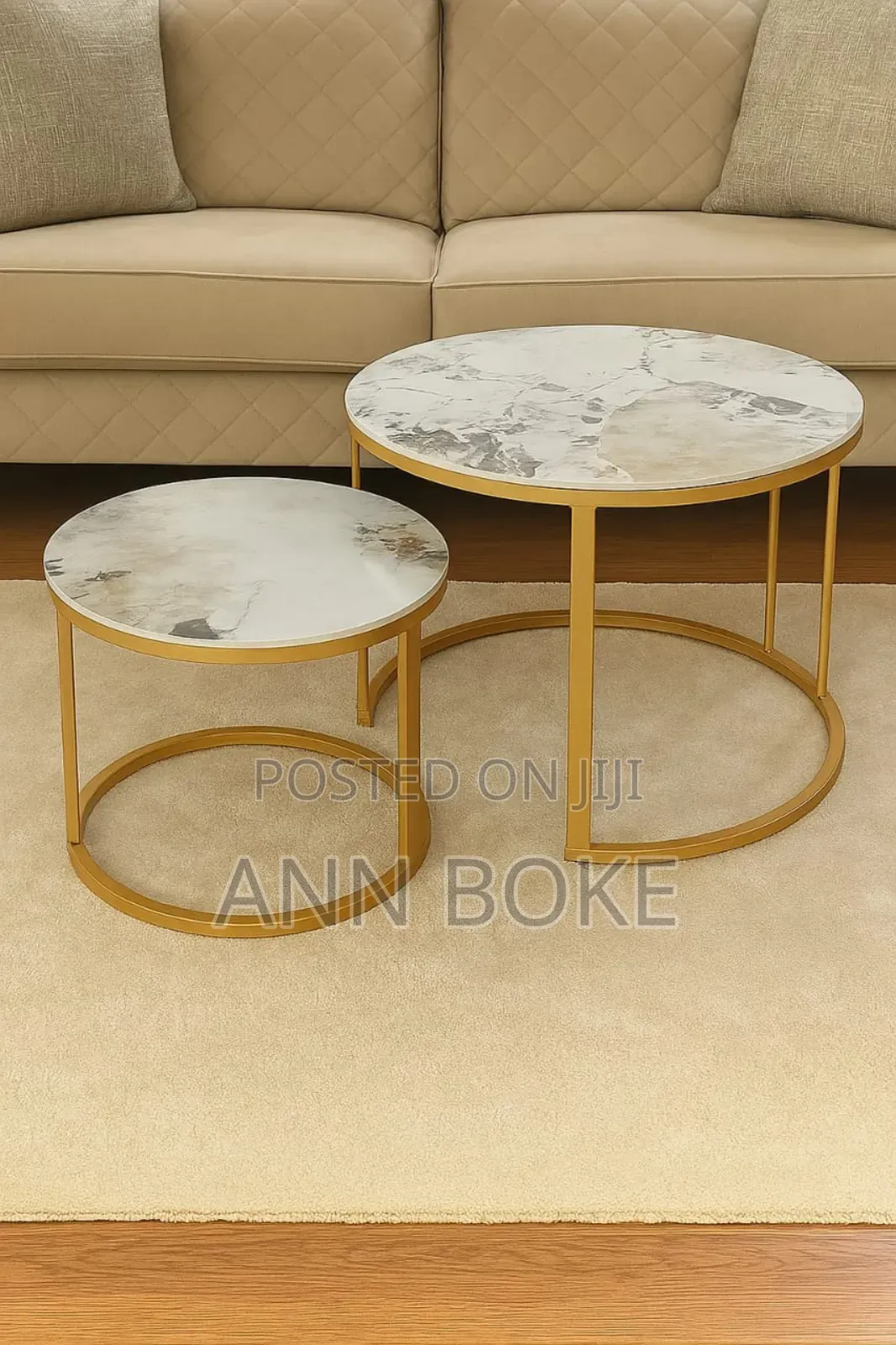 Pure Marble Nesting Stool 2pc Set With Black Stands