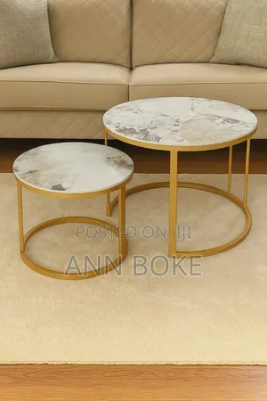 Pure Marble Nesting Stool 2pc Set With Black Stands