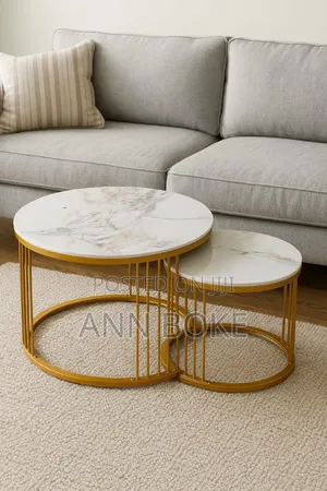 Pure Marble Nesting Stool 2pc Set With Black Stands