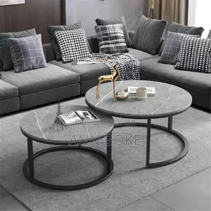 Pure Marble Nesting Stool 2pc Set With Black Stands
